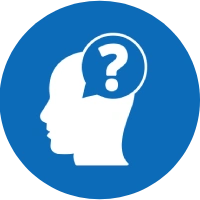 Silhouette of a human head with a question mark symbolizing curiosity or inquiry.
