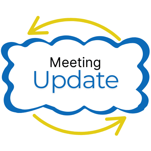 Meeting update text with arrows design.