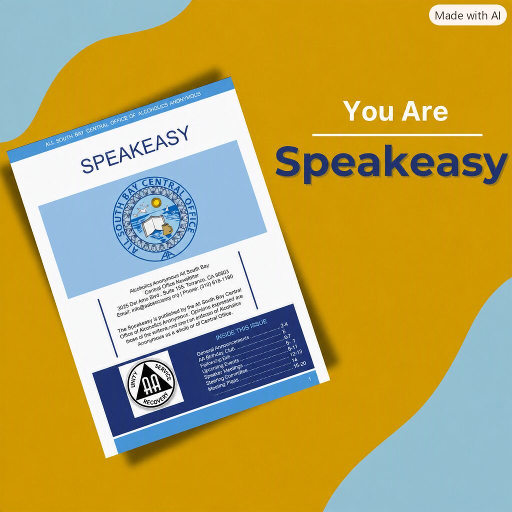 Speakeasy booklet on yellow and blue background